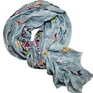 Vera Bradley Blue Floral Woven Rayon Crinkle Rectangle Scarf
